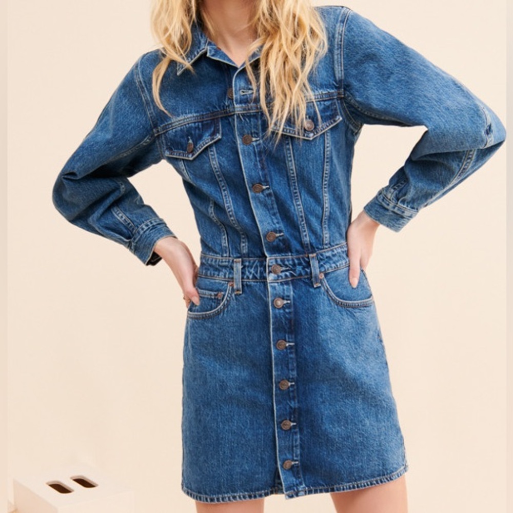 NWOT Agolde Balloon Sleeve Denim Mini Dress